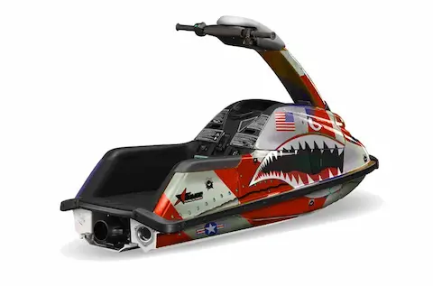 Yamaha SuperJet round nose with the P40 Warhawk Red graphic kit
