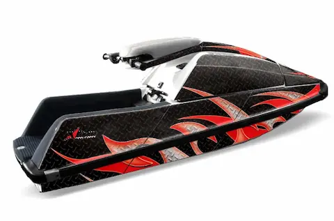 Yamaha SuperJet square nose with the Tribal Flames Red graphic kit